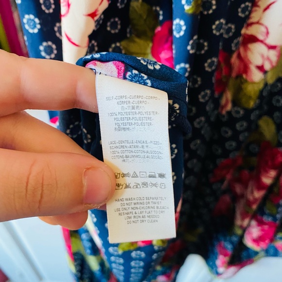 Free People | NEW Strappy Blue Floral Rose Lace Trim Midi Dress - Picture 12 of 13